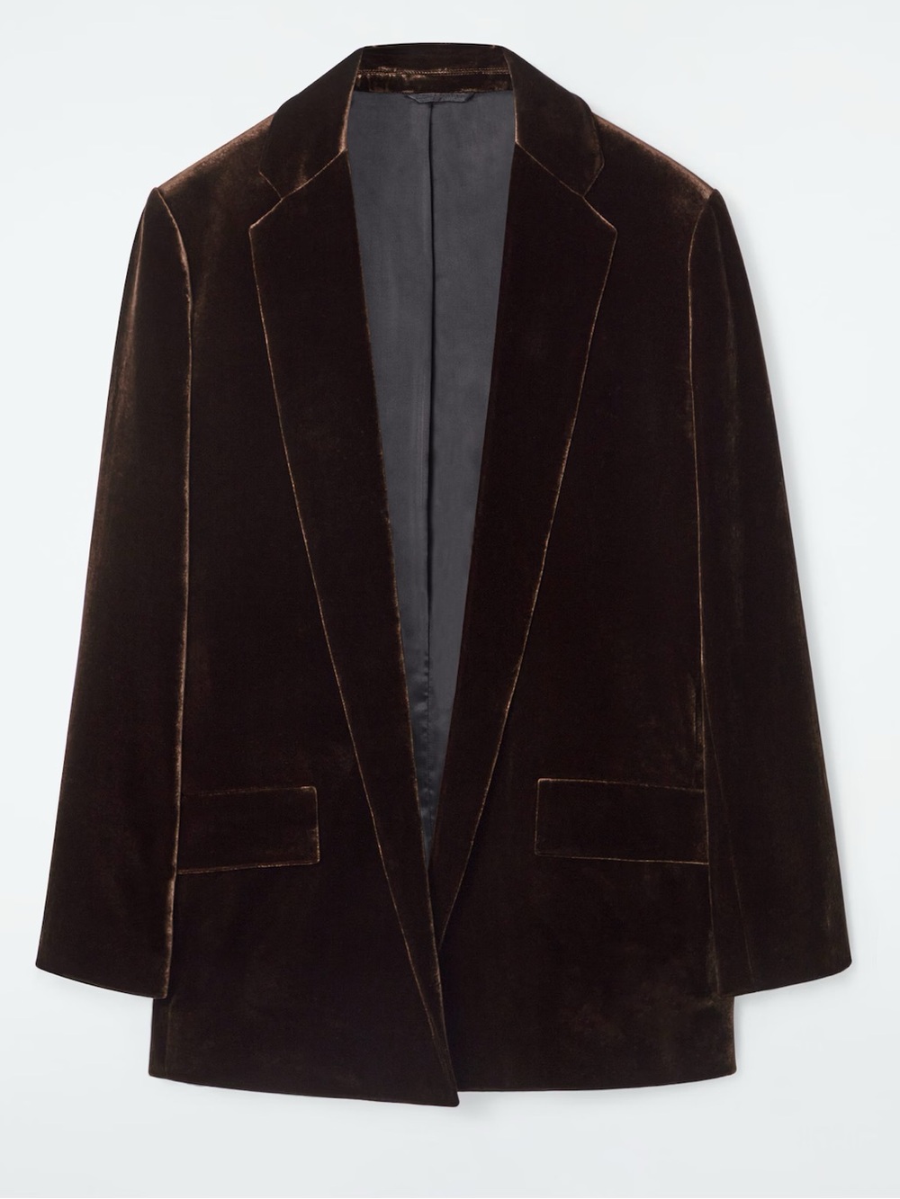 COS SILK-BLEND VELVET BLAZER WOMEN’S 8 BROWN